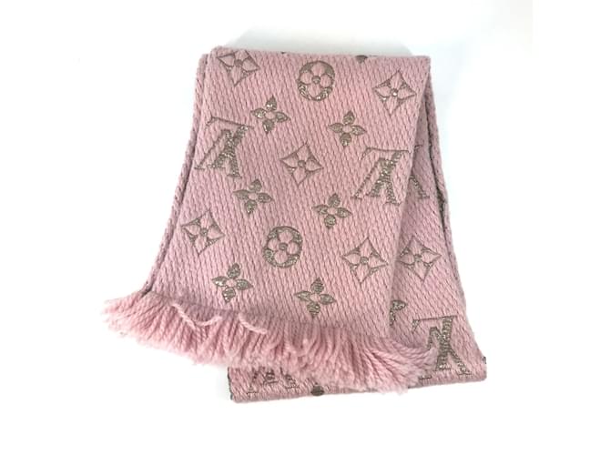 Cachecol de franjas Monograma Glitter Louis Vuitton Rosa Lã  ref.1457366