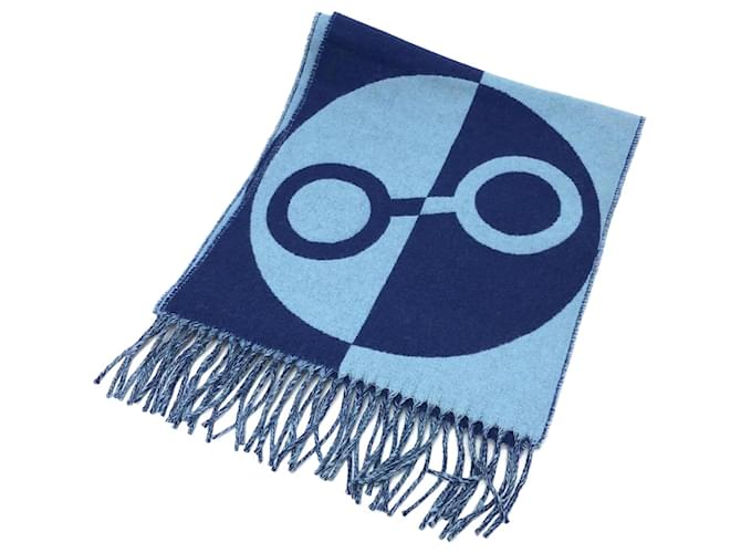 Hermès Hermes Blue Fringe Scarf  ref.1457461