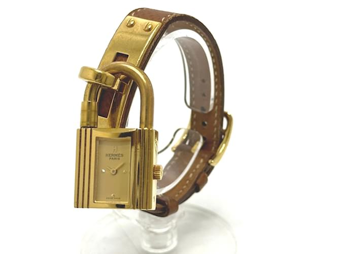 Hermès Montre-bracelet Hermes Quartz Cuir Doré  ref.1457485