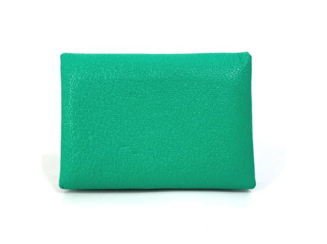 Hermès Hermes Bicolor Card Case Green Leather  ref.1457494