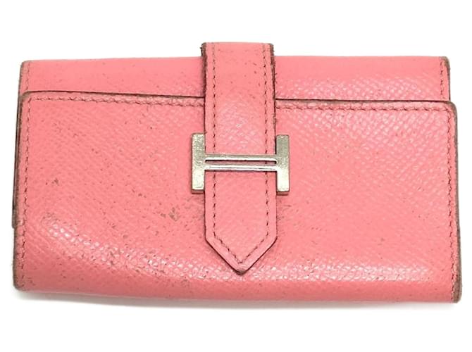 Hermès Portachiavi a 4 anelli Hermes HHardware in rosa confetti Pelle  ref.1457503