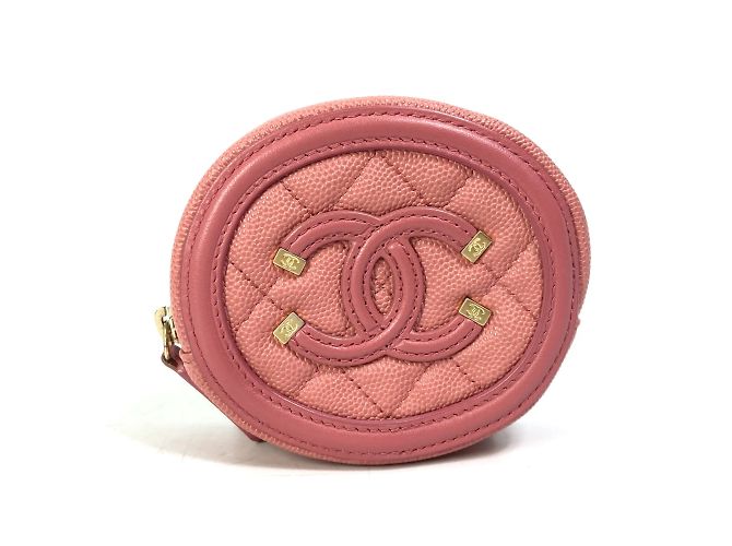 Monedero de cuero rosa Chanel