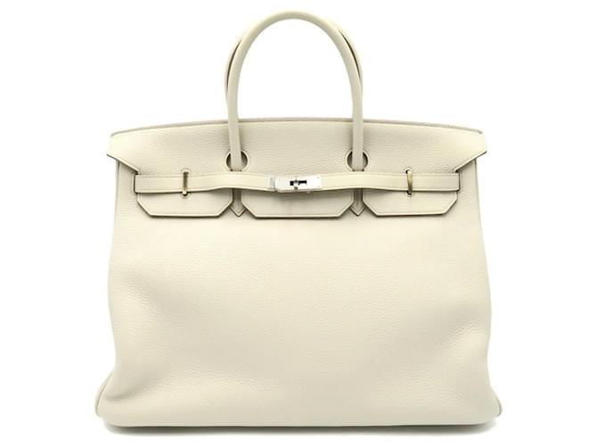 Hermès Bolso de cuero Hermes Birkin 40 en excelente estado Blanco  ref.1458107