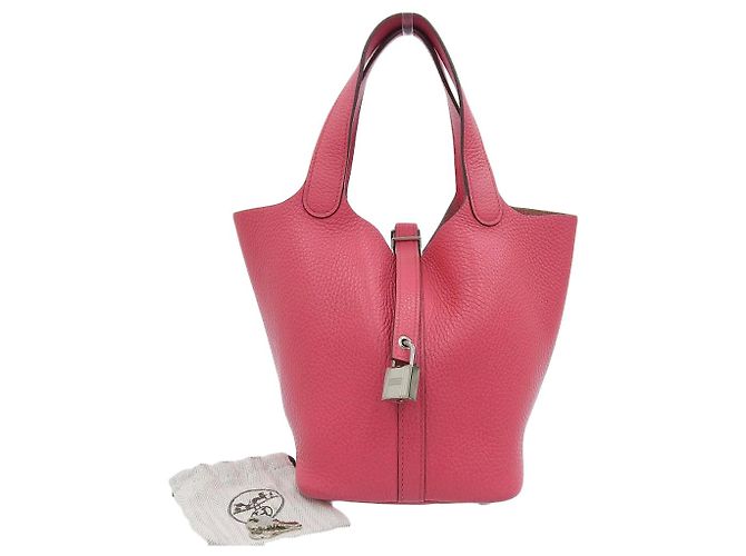 Hermès Bolso Hermes Picotin Lock PM Rosa Extremo Herrajes Plateados