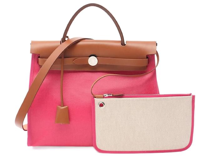 Hermès Sac à bandoulière en cuir Hermes Ale Bag avec zip en très bon état Rose  ref.1458416