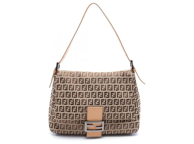 Sac à bandoulière Fendi Zucca à une épaule en toile 8BR001 en bon état Marron  ref.1458417