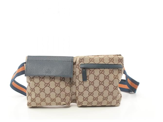 Gucci GG Canvas Waist Belt Bag Canvas Belt Bag 28566 in Very Good Condition Brown Cloth  ref.1458420