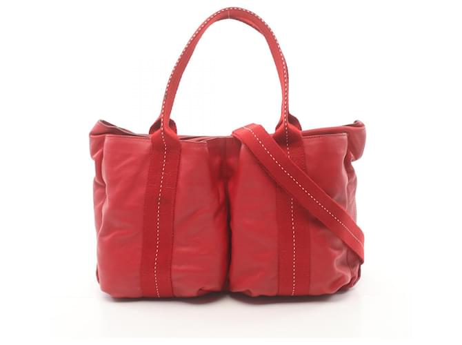 Hermès Sac à main en cuir Hermes Caravan Horizontal MM en très bon état Rouge  ref.1458424