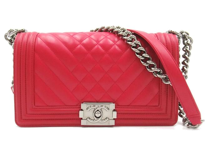 Chanel Boy Chanel Chain Shoulder Bag Leather Shoulder Bag 19272533 in Great Condition Red  ref.1458428