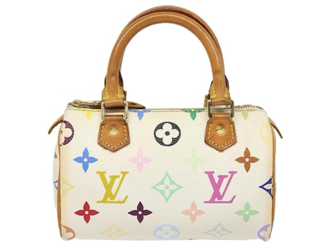 Louis Vuitton Mini speedy Weiß Leinwand  ref.1458622