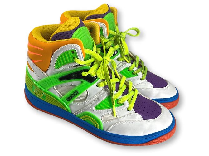 Baskets montantes Gucci Blanc Rouge Vert Orange Violet