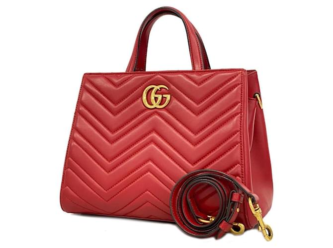 Gucci GG Marmont Red Leather Handbag ref.1458799 Joli Closet