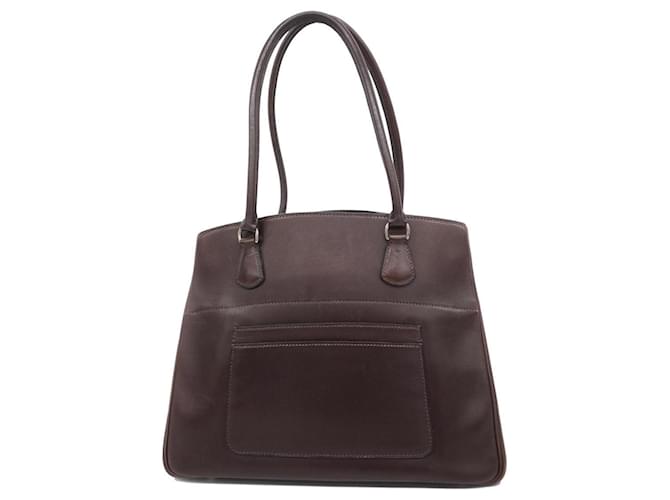 Hermès Bolsa tote em couro box marrom escuro Hermes Castanho escuro Bezerro-como bezerro  ref.1459244