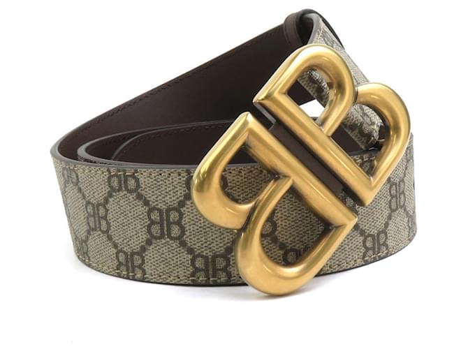 Cinto de couro Balenciaga x Gucci para homens Marrom  ref.1459379