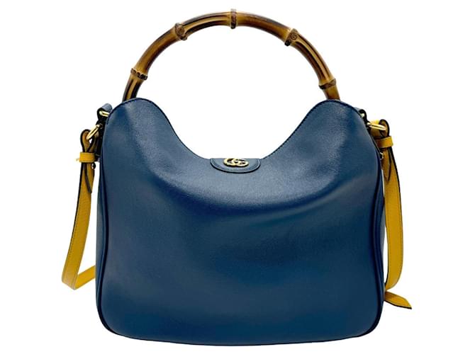 Marmont Gucci Handbag Shoulder Bag Yellow Navy blue Leather  ref.1459399