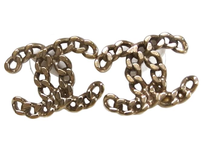 Boucles d'oreilles Chanel Chain Coco Mark Métal Doré  ref.1459432