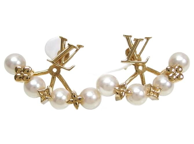 Louis Vuitton Glam Swing Faux Pearl Earrings Golden Metal  ref.1459436