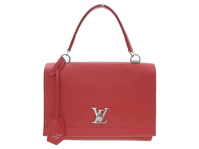 Louis Vuitton Lockme 2 Handbag Calf Leather Ruby Red M50363