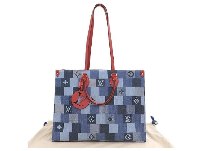 Bolsa OnTheGo GM Monogram Denim Louis Vuitton M44992 Azul