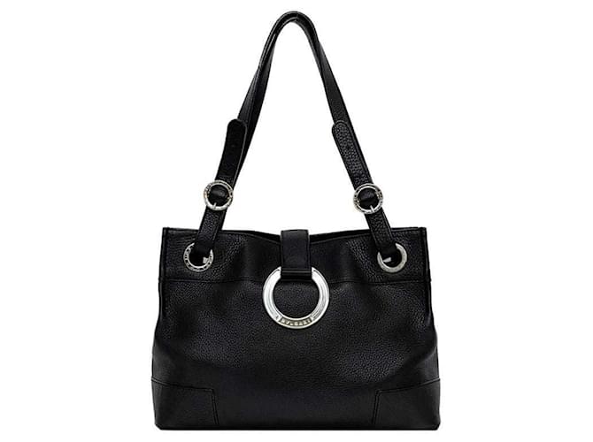 Bulgari Bolso tote de cuero negro Bvlgari Logomania  ref.1461600