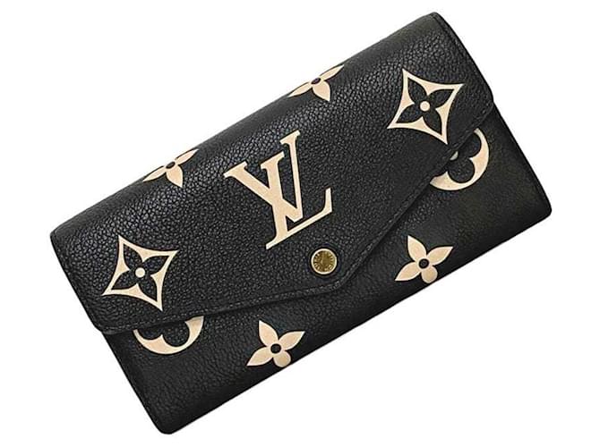 Louis Vuitton Monogram Empreinte Bi-fold Long Wallet Black Beige Leather  ref.1461607