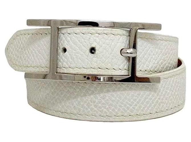 Hermès Hermes White Leather Togo Charm Bracelet  ref.1461613