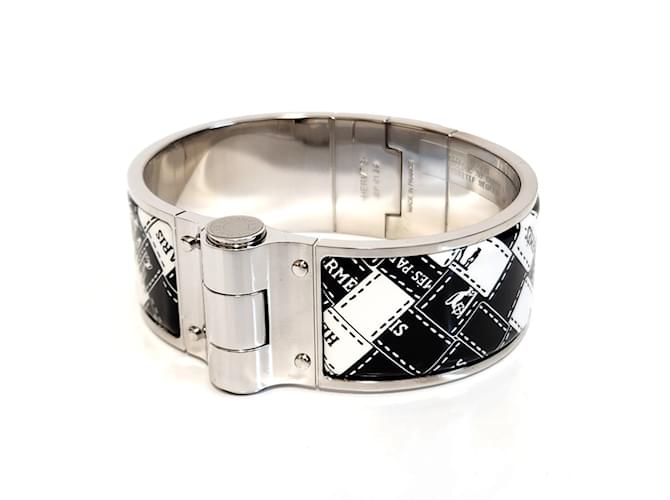 Hermès Hermes Chanier Bangle GM Black Silvery White Metal  ref.1461711