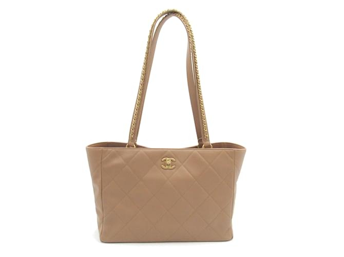 Chanel Beiger Leder-Shopper  ref.1461848