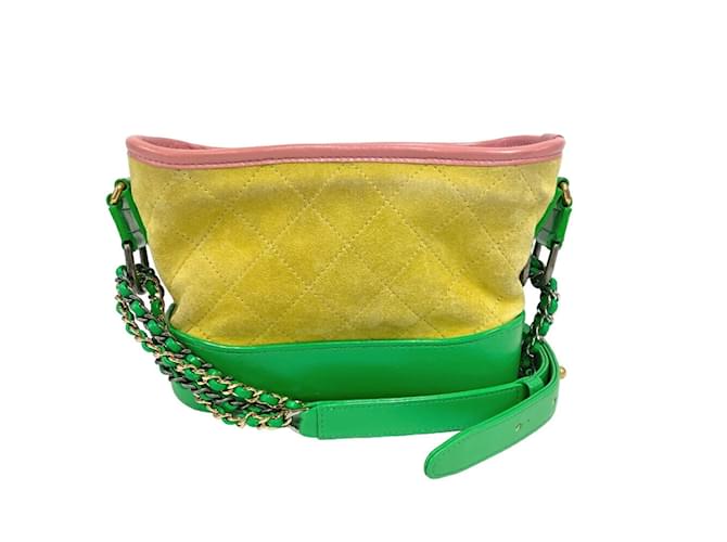 Chanel Gabrielle de Chanel Chain Shoulder Bag Green Yellow Suede Leather  ref.1461912