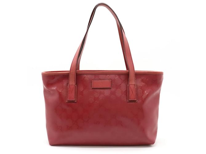 Gucci GG Bedruckte Tragetasche Rot Leder Kunststoff  ref.1462042