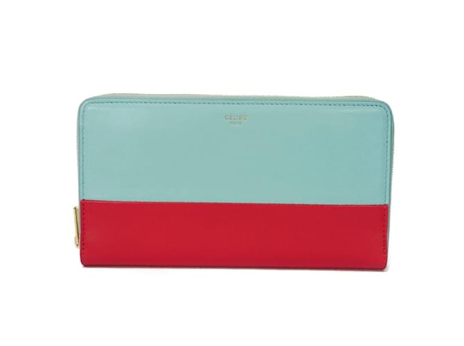 Céline Celine Long Wallet in Blue and Red Leather  ref.1462079