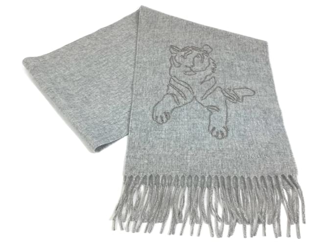 Hermès Hermes Gray Stole with Royal Embroidery Brown  ref.1462165