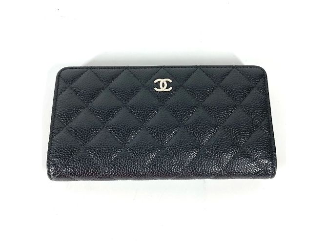 Chanel Black Leather Long Wallet