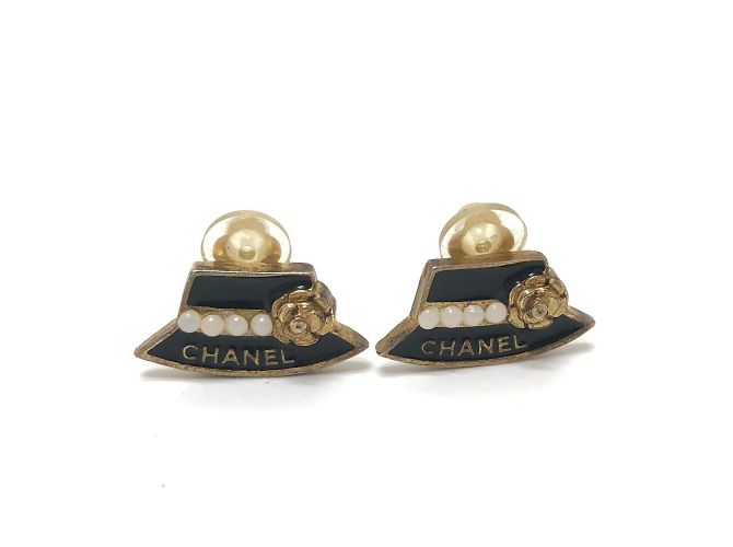 Pendientes de clip negros Chanel 02A