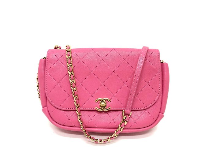 Bolso de hombro de cuero rosa Chanel
