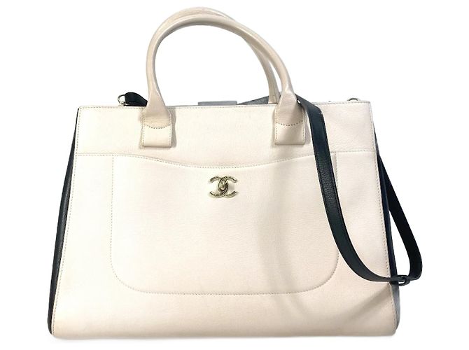 Bolsa de ombro bicolor Chanel CC Mark 2WAY Bege