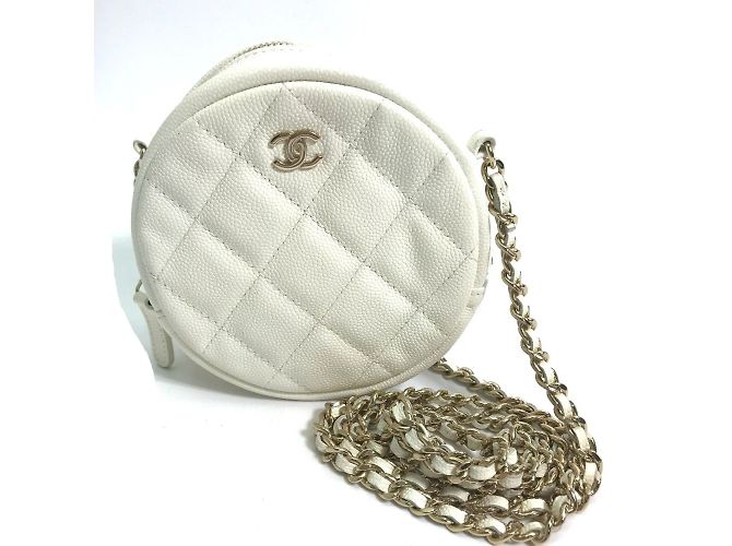 Bolsa de corrente redonda CC da Chanel Branco