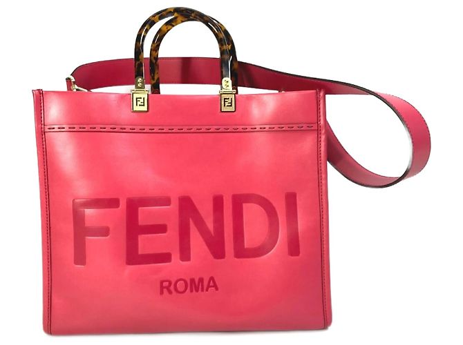 Bolsa tote de couro rosa Fendi
