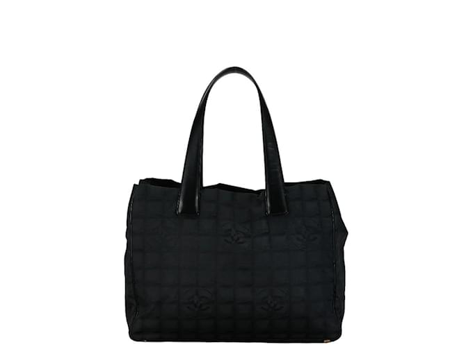 Sac tote de la nouvelle ligne de voyage Chanel Cuir Toile Noir  ref.1462492