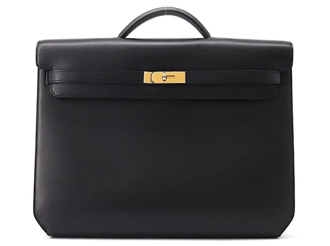 Hermès Kelly Depeche 36 Maletín Negro Cuero  ref.1462580