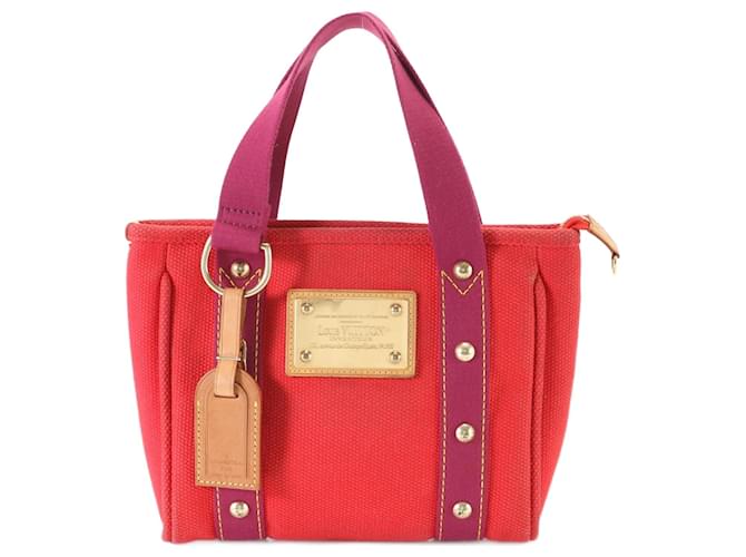 Bolsa Louis Vuitton Antigua Cabas PM Vermelho Couro Lona  ref.1462872