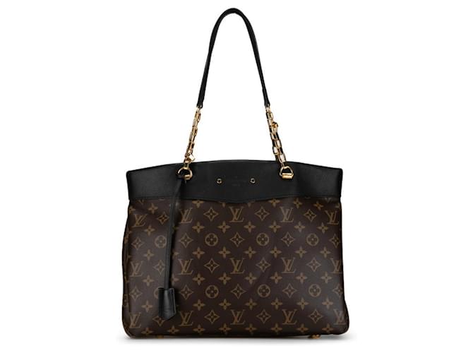 Sac à main Pallas Shopper Monogram Louis Vuitton Cuir Plastique Marron Noir  ref.1462952