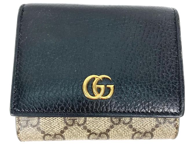Gucci Beige Leder Geldbörse im Querformat