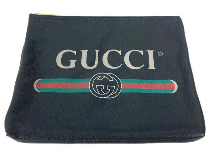 Pochette en cuir noir Gucci 500981