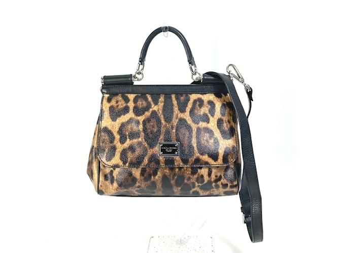 Dolce & Gabbana Brown Leopard Print Handbag Leather  ref.1463063