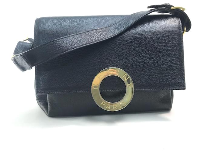 Céline Celine Vintage Kaban One Shoulder Bag Black Leather  ref.1463097