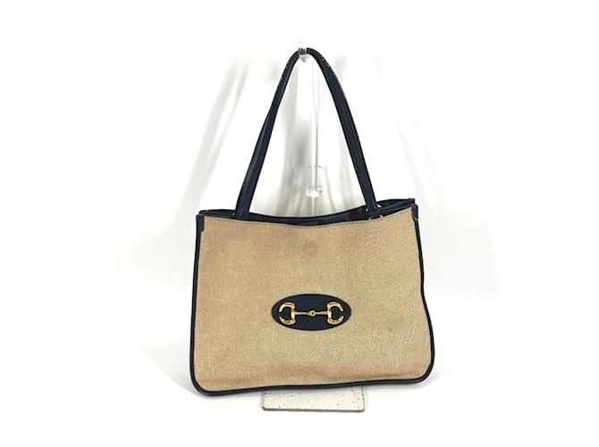 Borsa tote Gucci beige e blu navy Tela  ref.1463106