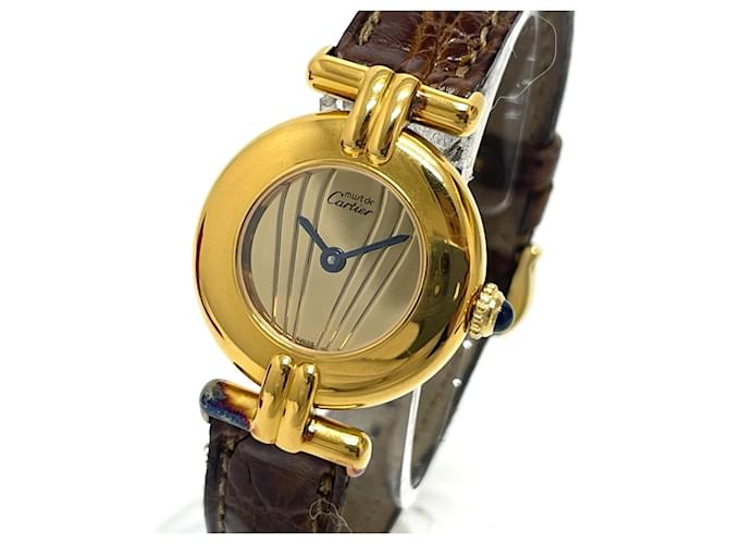 Montre-bracelet à quartz Cartier 590002 Cuir Doré  ref.1463136