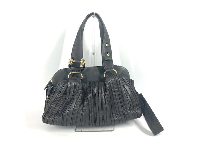 Bulgari Bolsa de ombro de couro marrom Bvlgari