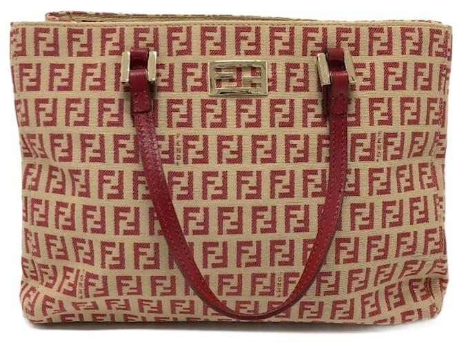 Fendi 8BH132 Zucchino Handbag Red  ref.1463230